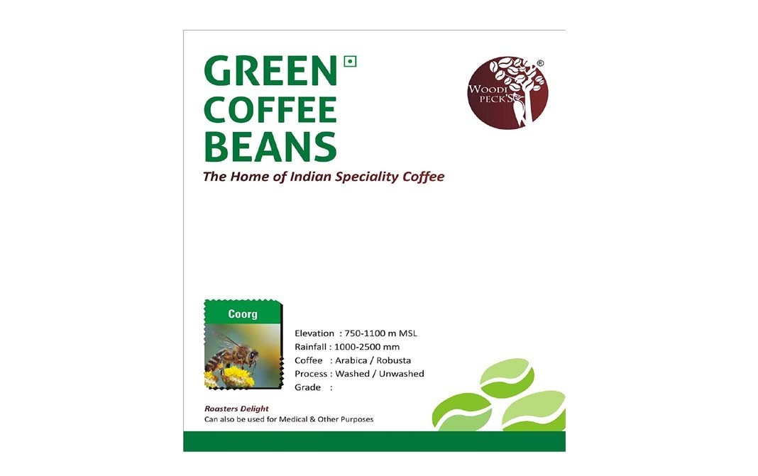 Woodi Peck's Green Coffee Beans, Coorg   Box  200 grams
